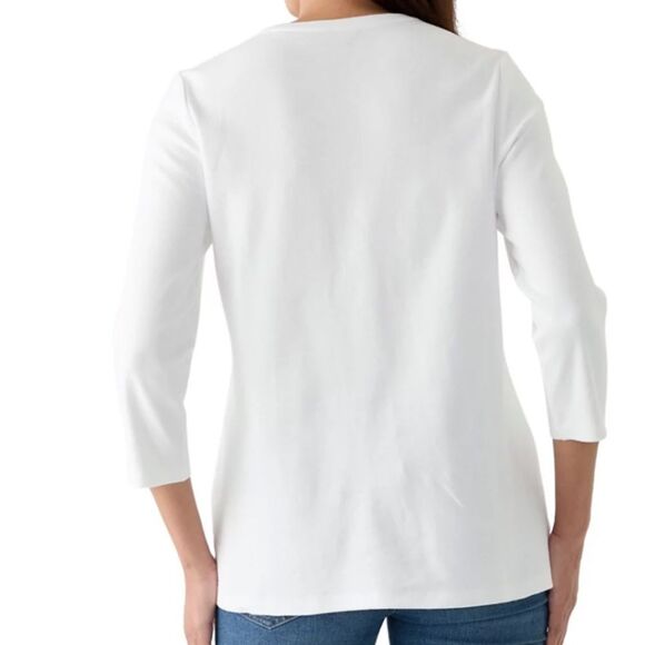 Kim Rogers XXL White Crew Neck Quarter Sleeve Cotton Casual Tee - Picture 3 of 16